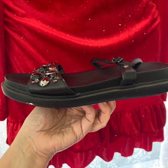 Simply Vera Vera Wang Black Silver Gold Rhinestones Embellished Black Sandals 8 - Picture 2 of 7